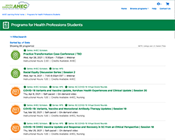 Screenshot of the H P S page of programming on the AHEC Learning Portal.